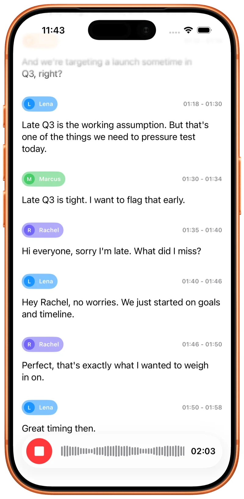 Live transcription